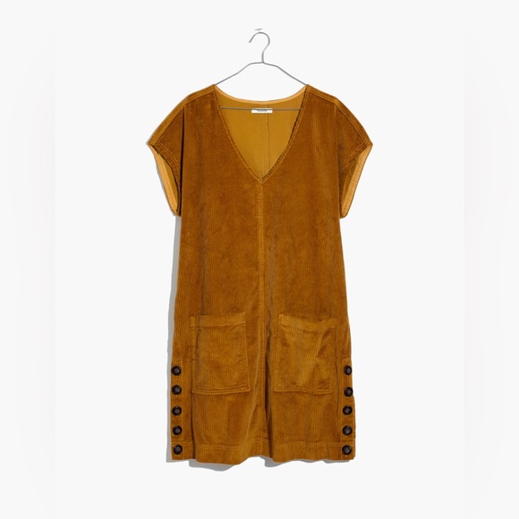 Madewell | Corduroy Side Button Shift Dress | XS| Antique Gold - Picture 5 of 5